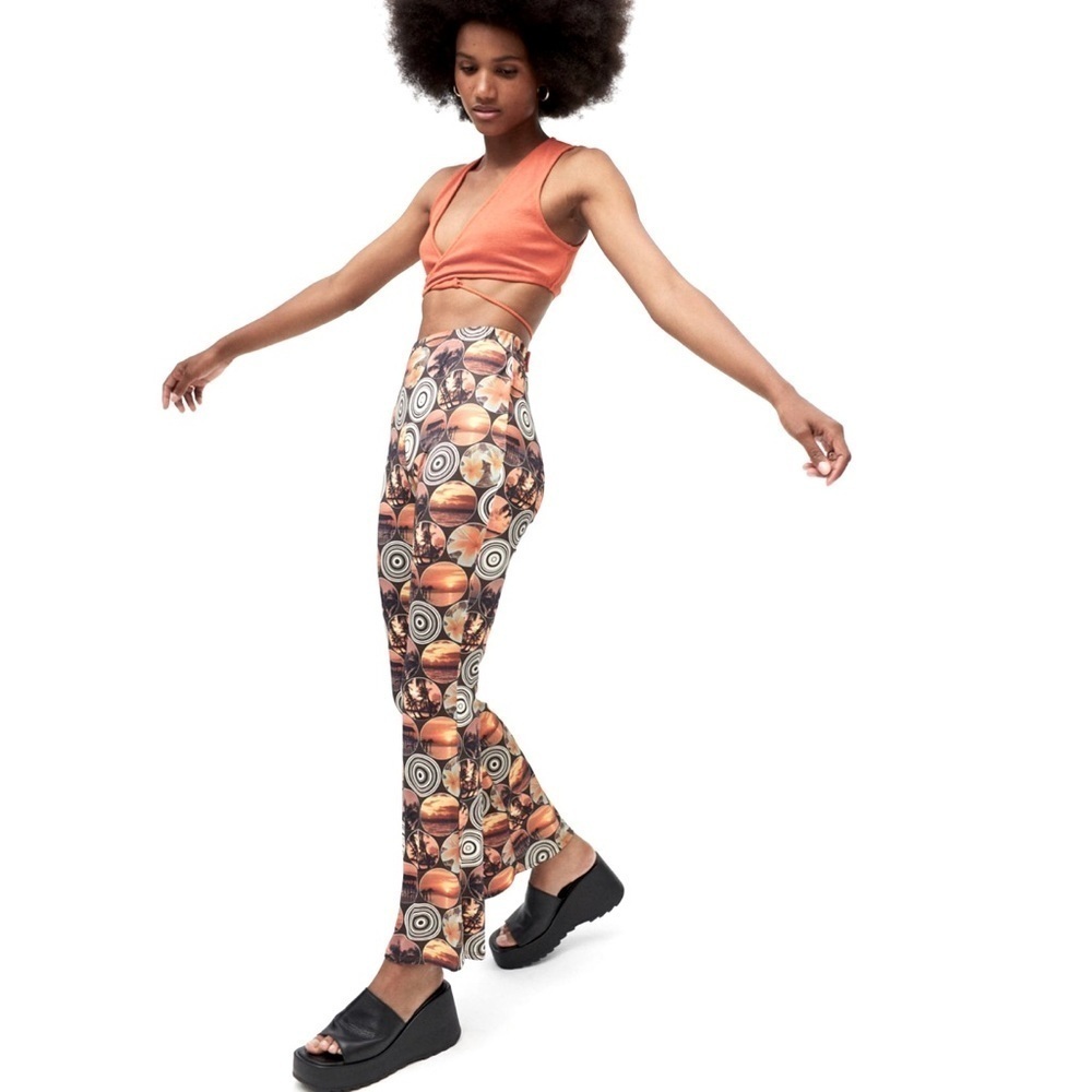 Urban Outfitters Urban Renewal Tropics Flare Pant High Rise Size Small NWT